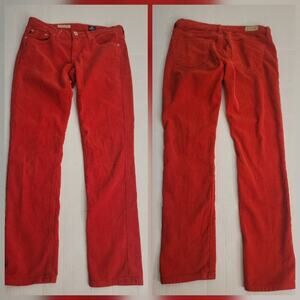 Adriano Goldschmid Jeans Sz 26 The Stevie Slim Straight Red Corduroy AG